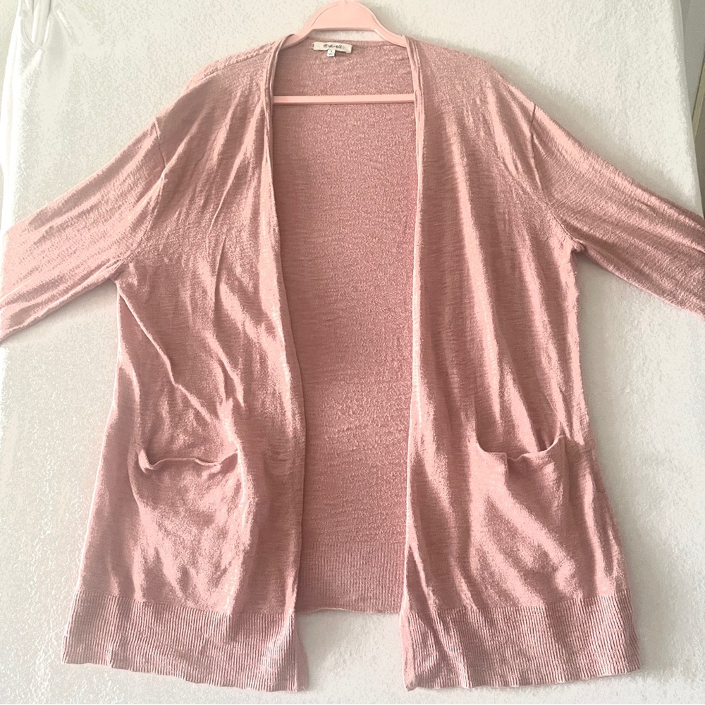 Madewell J. Crew Women’s Pink Open-Front Cardigan Sweater Size M Cotton Blend